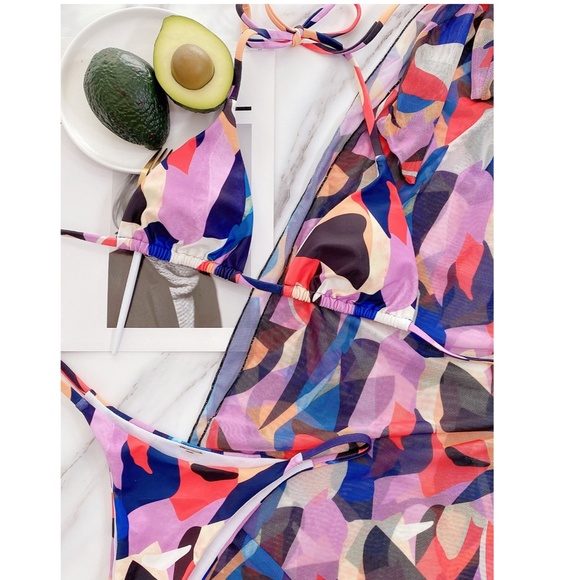 3 Piece Swimwear Set: Bikini + Sarong - Picture 6 of 9